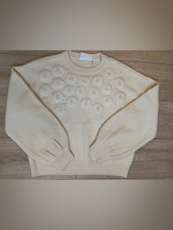 Tuckernuck Sweaters - Tuckernuck Hyacinth House Ivory Floral Applique Crewneck Spring Sweater